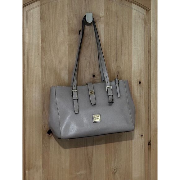 Dooney & Bourke Saffiano Miller Shopper Tote Bag in Oyster EUC - Picture 1 of 9